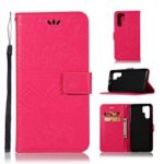 Imprint Elephant Leather Wallet Case for Huawei P30 Pro – Rose