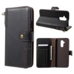 Cowhide Leather Wallet Stand Case for Huawei Mate 20 Lite – Black