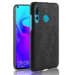 [Crocodile Texture] PU Leather Coated PC Mobile Phone Case for Huawei nova 4 – Black
