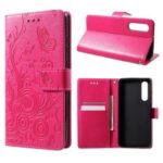 Imprinted Butterfly Flower PU Leather Mobile Case for Huawei P30 – Rose