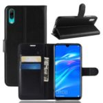 Litchi Skin Wallet Leather Stand Case for Huawei Enjoy 9 / Y7 Pro (2019) – Black