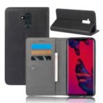 For Huawei Mate 20 Lite Crazy Horse Leather Flip Case with Suction Cup – Black