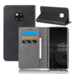For Huawei Mate 20 Pro Crazy Horse Leather Flip Case with Suction Cup – Black