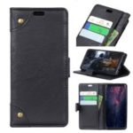 Retro Style PU Leather Wallet Stand Phone Case for Huawei Y7 (2019) – Black