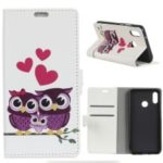 Pattern Printing PU Leather Wallet Case for Huawei Y7 (2019) – Owl Family