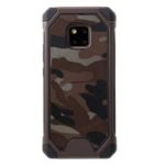 Camouflage Pattern Leather Coated PC TPU Hybrid Phone Case for Huawei Mate 20 Pro – Brown