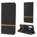 Cross Texture Contrast Color Stand Leather Shell Casing for Huawei nova 4 – Black