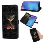 Spiral Texture Hearts Quick Sand Girl Pattern Leather Wallet Case for Huawei P30 Pro – Black