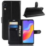 Litchi Skin Wallet Leather Stand Case for Huawei Honor Play 8A (without Fingerprint Sensor) – Black