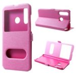 Silk Texture Dual View Window Leather Flip Casing for Huawei nova 4 – Rose