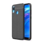 Litchi Texture TPU Case for Huawei Y7 (2019) – Black