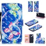 Pattern Printing Light Spot Decor Leather Wallet Case for Huawei Honor 10 Lite / P Smart (2019) – Vivid Butterfly
