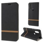 Cross Pattern Leather Card Holder Phone Case (Built-in Steel Sheet) for Motorola P40 – Black