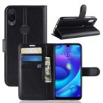Litchi Skin Wallet Leather Stand Case for Xiaomi Mi Play – Black