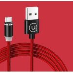 USAMS 1m US-SJ293 Magnetic Micro USB Woven Charging Cable for Samsung Sony Huawei – Red