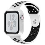 Two Tone Soft Silicone Watch Strap with Anti-aging Frame for Apple Watch Series 4 44mm – White / Black