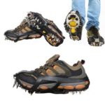 1 Pair Outdoor Ice Crampons 18 Teeth Steel Non-slip Shoe Cover Rock Climbing – Black / Size: L