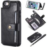 For iPhone SE/5s/5 PU Leather Coated TPU Case Wallet Kickstand Cover – Black