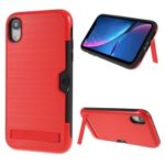 Brushed Plastic + TPU Kickstand Card Holder Mobile Casing for 	iPhone XR 6.1 inch – Red