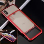 For iPhone XS Max 6.5 inch 9H Glass Case with Slide-on Metal Frame – Red