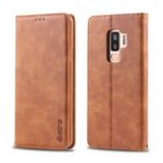 AZNS Retro Style PU Leather Case with Card Holder for Samsung Galaxy S9+ G965 – Brown