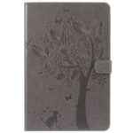 Imprint Cat and Tree PU Leather Flip Case for Samsung Galaxy Tab S4 10.5 T830 / T835 / T837 – Grey