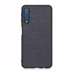 Cloth Texture PU Leather + TPU Mobile Phone Case Accessory for Samsung Galaxy A7 (2018) – Dark Blue