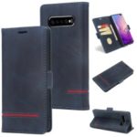 Business Style Splicing Leather Wallet Case Cover for Samsung Galaxy S10 – Blue