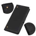 Retro Style Leather Magnetic Stand Wallet Case for Samsung Galaxy M10 – Black