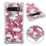 Dynamic Glitter Powder Heart Shaped Sequins TPU Case for Samsung Galaxy S10 – Unicorn and Stars