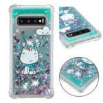 Dynamic Glitter Powder Heart Shaped Sequins TPU Case for Samsung Galaxy S10 – Unicorn Pattern