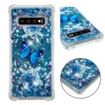 Dynamic Glitter Powder Heart Shaped Sequins TPU Shell for Samsung Galaxy S10 Plus – Blue Butterfly