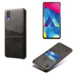 [Double Card Slots] PU Leather Coated PC Case for Samsung Galaxy M10 – Black