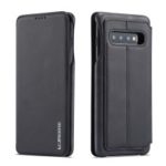 LC.IMEEKE Retro Style Leather Card Holder Case for Samsung Galaxy S10 Plus – Black