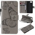 Imprinted Butterfly [Wallet Stand] Leather Shell for Sony Xperia XZ4 Compact – Grey