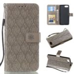 Imprint Leaf Pattern PU Leather Flip Case [Wallet Stand] for Sony Xperia XZ4 Compact – Grey