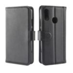 Split Leather Stand Wallet Magnetic Phone Casing for Huawei Y7 (2019) – Black