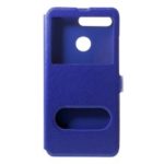 Dual Window Silk Texture PU Leather Phone Cover for Huawei Honor View 20 / V20 – Blue