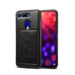 Crazy Horse PU Leather Coated PC TPU Hybrid Card Holder Kickstand Phone Case for Huawei Honor View 20 / Honor V20 (China) – Black