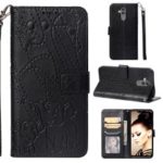 Imprinted Elephant Pattern Leather Wallet Case for Huawei Mate 20 Lite – Black