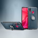 For Huawei nova 4 Carbon Fiber Texture TPU PC Combo Cover Protector with Magnetic Ring Holder – Baby Blue