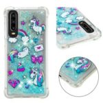 Dynamic Glitter Powder Heart Shaped Sequins TPU Back Case for Huawei P30 – Unicorn and Bowknot