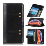 Rivet Decor Crazy Horse Leather Wallet Stand Case for Motorola Moto G7 Power – Black
