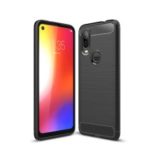Carbon Fiber Texture Brushed TPU Case for Motorola P40 – Black