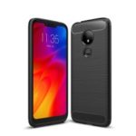 Carbon Fiber Texture Brushed TPU Mobile Cover for Motorola Moto G7 Power – Black