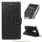 Litchi Grain Leather Cover with [Wallet Stand] for Motorola Moto G7 / Moto G7 Plus – Black
