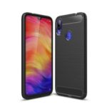 Carbon Fiber Texture Brushed TPU Case for Xiaomi Redmi Note 7 – Black
