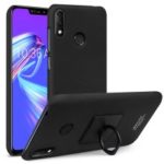 IMAK Ring Holder Kickstand Frosted Hard Plastic Back Case + Screen Protector for Asus Zenfone Max (M2) ZB633KL – Black
