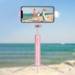 A18 0.8m Multi-functional Bluetooth Selfie Stick with LED Fill Light and Tripod for Android iOS – Pink