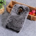 Soft Fur Coated Rhinestone TPU Back Casing for Samsung Galaxy J8 (2018) – Grey